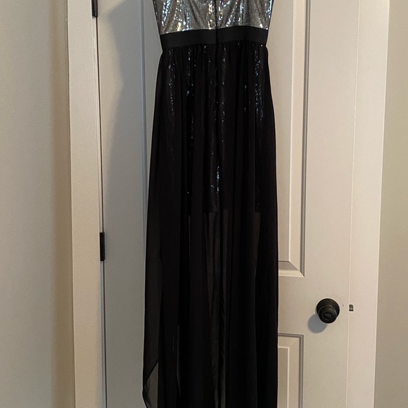Silver Sequin and black strapless cocktail dress. Worn once. No tears or stains. - Picture 2 of 6